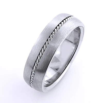 14K White Gold Little Braid Wedding Band For Men 2 14K White Gold Little Braid Wedding Band For Men - Image 2
