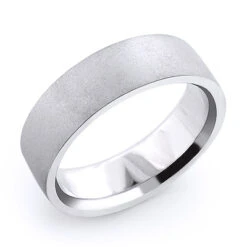 14K White Gold Matte Men's Wedding Band