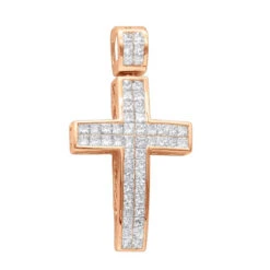 14K Yellow Gold Medium Size Princess Diamond Cross Pendant 1.5ct -Jewelry Sales Store 14k gold medium size princess diamond cross pendant 15ct ro