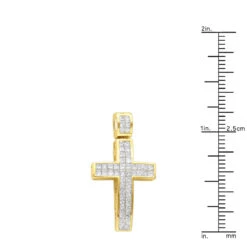14K Yellow Gold Medium Size Princess Diamond Cross Pendant 1.5ct -Jewelry Sales Store 14k gold medium size princess diamond cross pendant 15ct rulerye