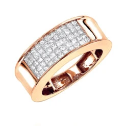 14K Yellow Gold Men's 1 Carat Diamond Band Princess Cut Invisible Set Diamonds Ring -Jewelry Sales Store 14k gold mens 1 carat diamond band princess cut 100ct p 6654 ro 20201203