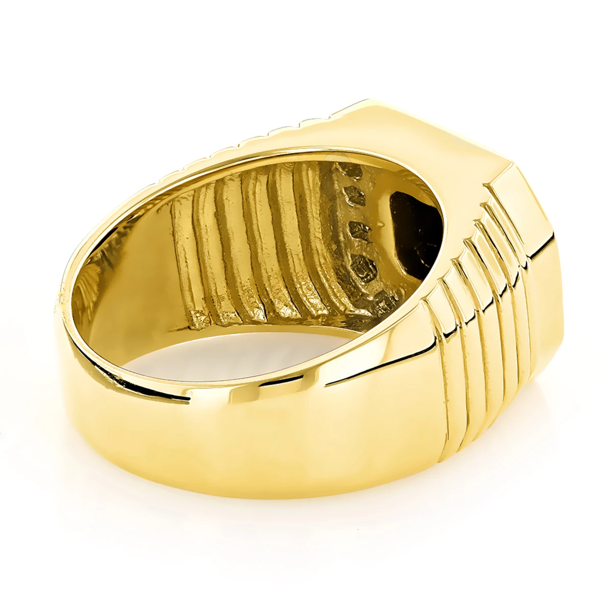 14K Yellow Gold Men's Black Onyx Diamond Ring 3/4ct 4 14K Yellow Gold Men's Black Onyx Diamond Ring 3/4ct - Image 4