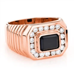 14K Yellow Gold Men's Black Onyx Diamond Ring 3/4ct 7 14K Yellow Gold Men's Black Onyx Diamond Ring 3/4ct -Jewelry Sales Store 14k gold mens black onyx diamond ring 34ct p 27952 ro