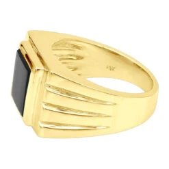 14K Yellow Gold Men's Black Onyx Ring 14.4mm -Jewelry Sales Store 14k gold mens black onyx ring p 28011 backye