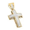 14K Yellow Gold Men's Cross Pendant W Princess Diamonds 2.25ct