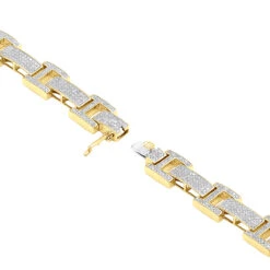 Men's Diamond Bracelet Solid 14K Yellow Gold 4ct -Jewelry Sales Store 14k gold mens diamond bracelet white rose yellow gold bracelet 100479 back yellow
