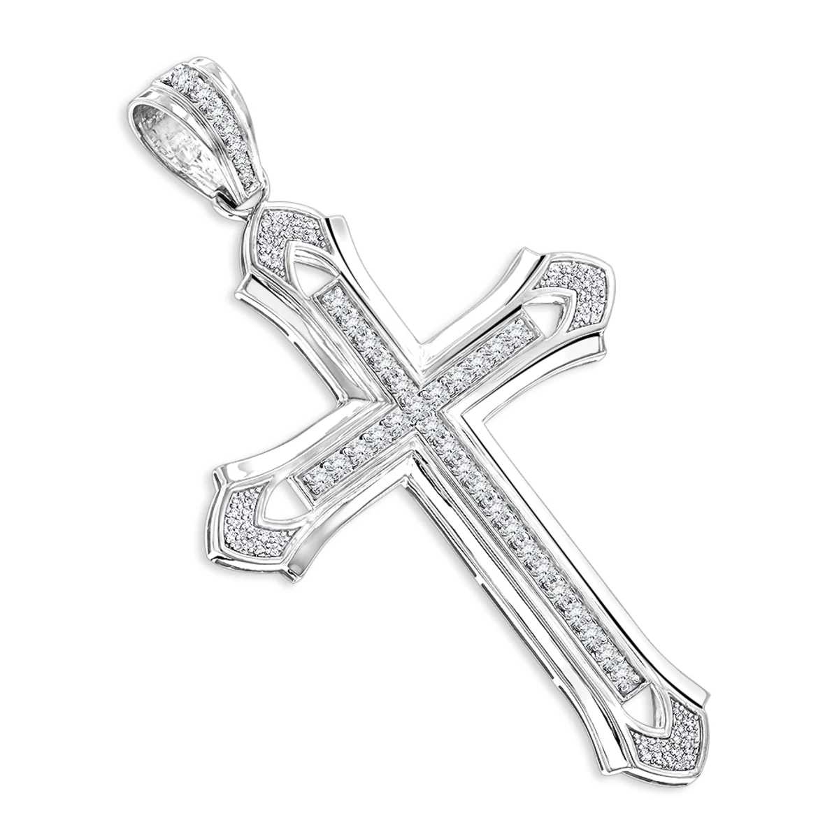 Large 14K Yellow Gold Men's Diamond Cross Pendant 2ct 3.5 Inches Long 2 Large 14K Yellow Gold Men's Diamond Cross Pendant 2ct 3.5 Inches Long - Image 2
