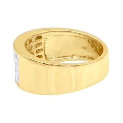Unique Wedding Bands 14K Yellow Gold Men's Diamond Pinky Ring Invisible Set 2.95ct -Jewelry Sales Store 14k gold mens diamond pinky ring invisible set 295ct p 6641 backye 20220102