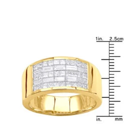 Unique Wedding Bands 14K Yellow Gold Men's Diamond Pinky Ring Invisible Set 2.95ct -Jewelry Sales Store 14k gold mens diamond pinky ring invisible set 295ct p 6641 rulerye 20220102