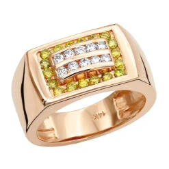 14K Yellow Gold Men's Diamond Pinky Ring White Yellow 0.60ct -Jewelry Sales Store 14k gold mens diamond pinky ring white yellow 060ct p 225 ro