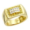 14K Yellow Gold Men's Diamond Pinky Ring White Yellow 0.60ct