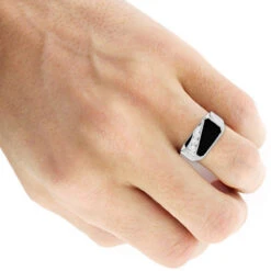 Black Onyx 14K White Gold Men's Diamond Ring 0.30ct -Jewelry Sales Store 14k gold mens diamond ring 030ct p 27944 bodwh