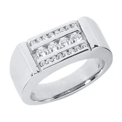 14K White Gold Men's Diamond Ring 0.56ct
