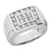 14K White Gold Men's Diamond Ring 0.78ct 13.1mm