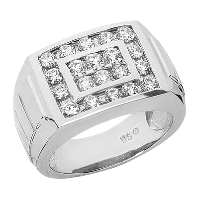 14K White Gold Men's Diamond Ring 0.78ct 13.1mm 1 14K White Gold Men's Diamond Ring 0.78ct 13.1mm