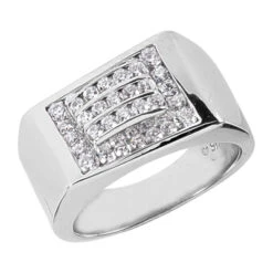 14K White Gold Men's Diamond Ring 0.98ct