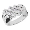14K White Gold Men's Diamond Ring 1.04ct 10.8mm
