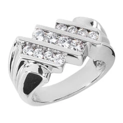 14K White Gold Men's Diamond Ring 1.04ct 10.8mm
