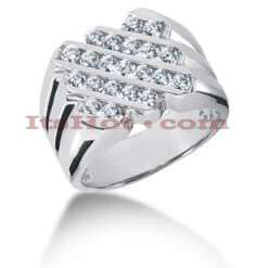 14K White Gold Men's Diamond Ring 1.05ct