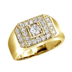 14K Yellow Gold Men's Diamond Ring 1.07ct