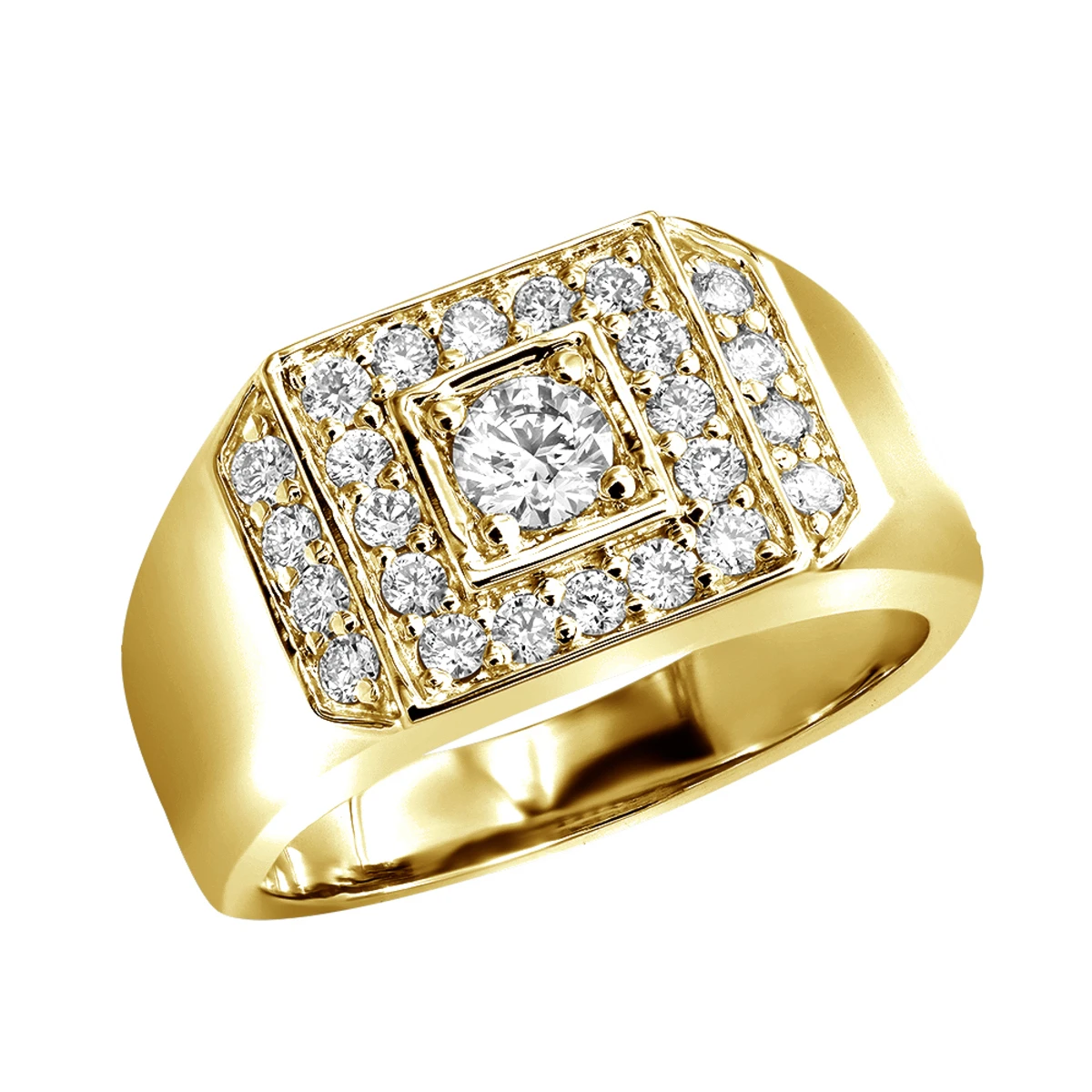 14K Yellow Gold Men's Diamond Ring 1.07ct 1 14K Yellow Gold Men's Diamond Ring 1.07ct