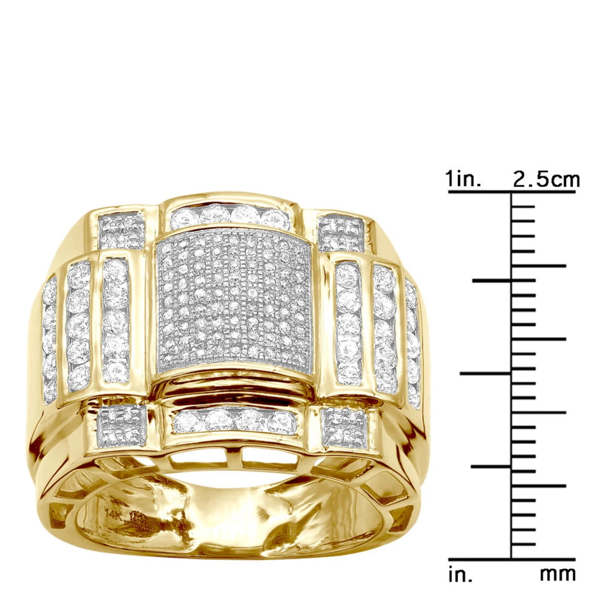 14K Yellow Gold Men's Diamond Ring 1.15ct 8 14K Yellow Gold Men's Diamond Ring 1.15ct - Image 8