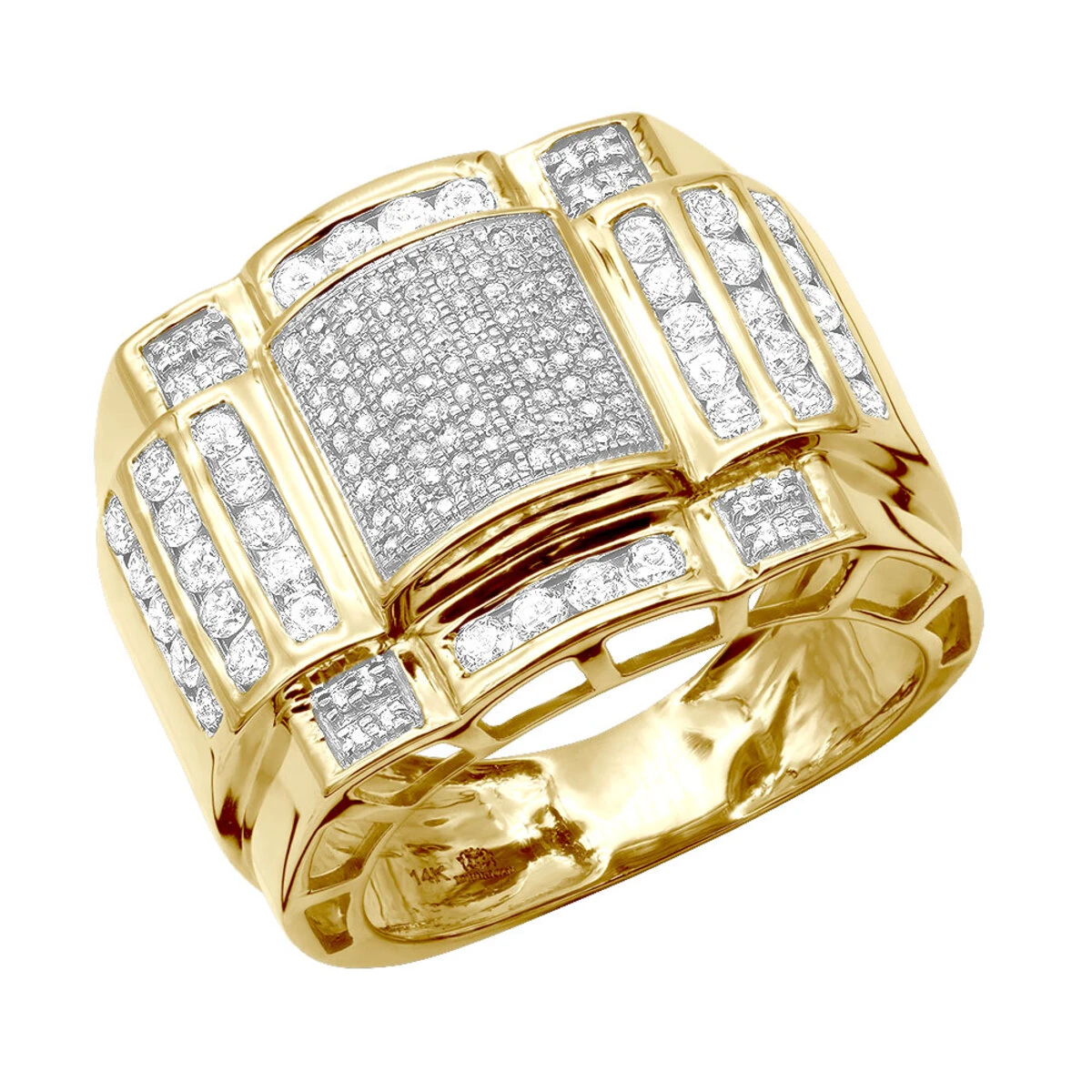 14K Yellow Gold Men's Diamond Ring 1.15ct 1 14K Yellow Gold Men's Diamond Ring 1.15ct