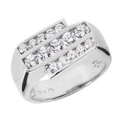 14K White Gold Men's Diamond Ring 1.25ct