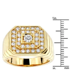 14K Yellow Gold Men's Diamond Ring 1.31ct By Luxurman -Jewelry Sales Store 14k gold mens diamond ring 131ct p 27939 rulerye