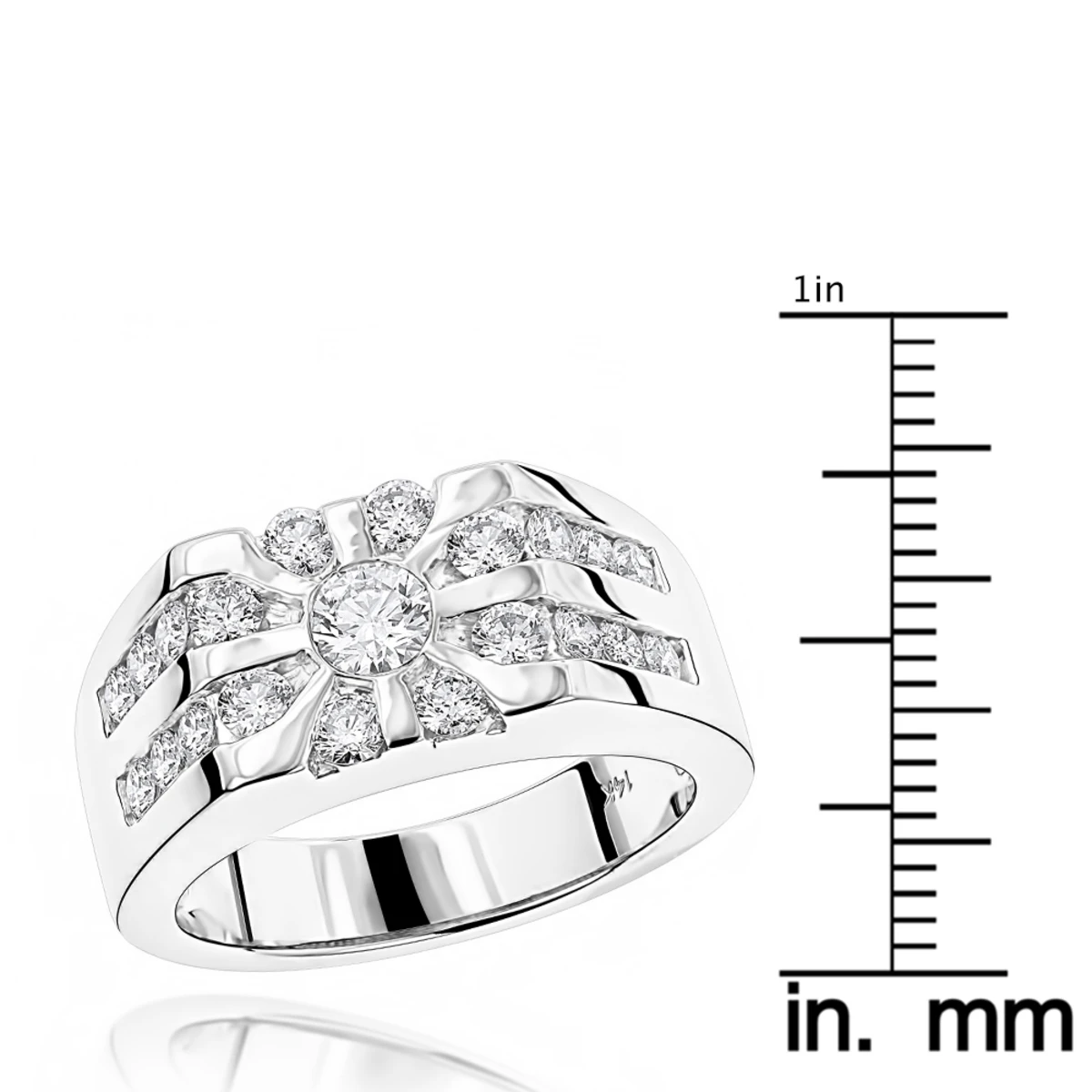 14K White Gold Men's Diamond Ring 1.55ct 5 14K White Gold Men's Diamond Ring 1.55ct - Image 5