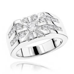 14K White Gold Men's Diamond Ring 1.55ct