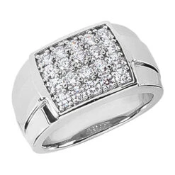 14K White Gold Men's Diamond Ring 1ct