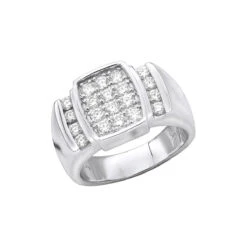 14K White Gold Men's Diamond Ring 1ct 10.4mm