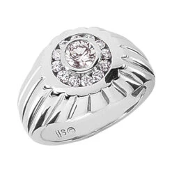 14K White Gold Men's Diamond Ring 2.20ct