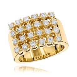 14K Yellow Gold Men's Diamond Ring 1.32ct