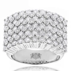 Unique 14K White Gold Men's 3.5ct Diamond Ring By Luxurman