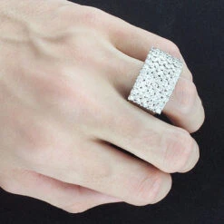 Unique 14K White Gold Men's 3.5ct Diamond Ring By Luxurman -Jewelry Sales Store 14k gold mens diamond rings collection piece 347ct p 5914bod