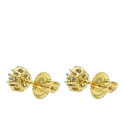 14K Yellow Gold Men's Diamond Stud Earring | Single Earring Cluster Design 1 Carat Look -Jewelry Sales Store 14k gold mens diamond stud earring single earring cluster design 1 carat look back yellow 1