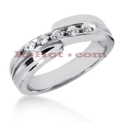 14K White Gold Men's Diamond Wedding Band 0.15ct