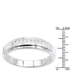 14K White Gold Men's Diamond Wedding Band 0.23ct -Jewelry Sales Store 14k gold mens diamond wedding band 023ct p 27607 rulerwh