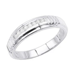 14K White Gold Men's Diamond Wedding Band 0.23ct