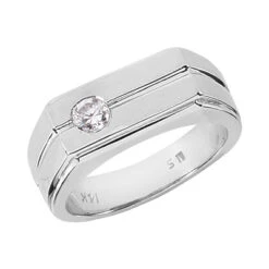 14K White Gold Men's Diamond Wedding Band 0.25ct