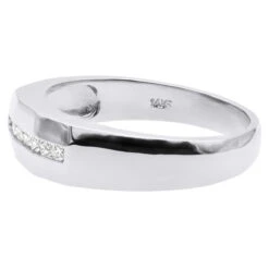 14K White Gold Men's Diamond Wedding Band 0.25ct 5.5mm -Jewelry Sales Store 14k gold mens diamond wedding band 025ct p 27547 back white
