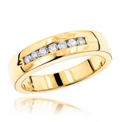 14K Yellow Gold Men's Diamond Wedding Band 0.28ct 5.1mm