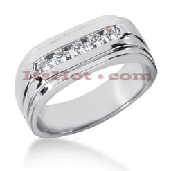 14K White Gold Men's Diamond Wedding Band 0.35ct 7.1mm