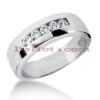 5 Stone 14K White Gold Men's Diamond Wedding Band 0.4ct