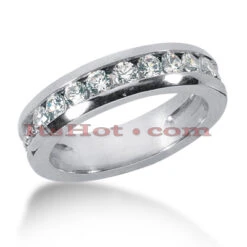14K White Gold Men's Diamond Wedding Band 0.63ct 5.3mm