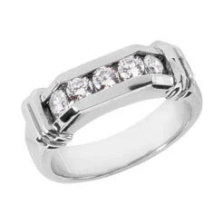 14K White Gold Men's Diamond Wedding Band 0.75ct 5.9mm