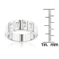 Unique 14K White Gold Men's Diamond Wedding Band By Luxurman 0.8ct -Jewelry Sales Store 14k gold mens diamond wedding band 080ct p 27615 rulerwh