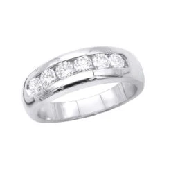 14K White Gold Men's Diamond Wedding Band 0.90ct 6.2mm